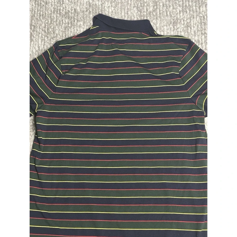 RLX Ralph Lauren Polo Shirt Mens Large Navy Multicolor Stripe Golf Performance